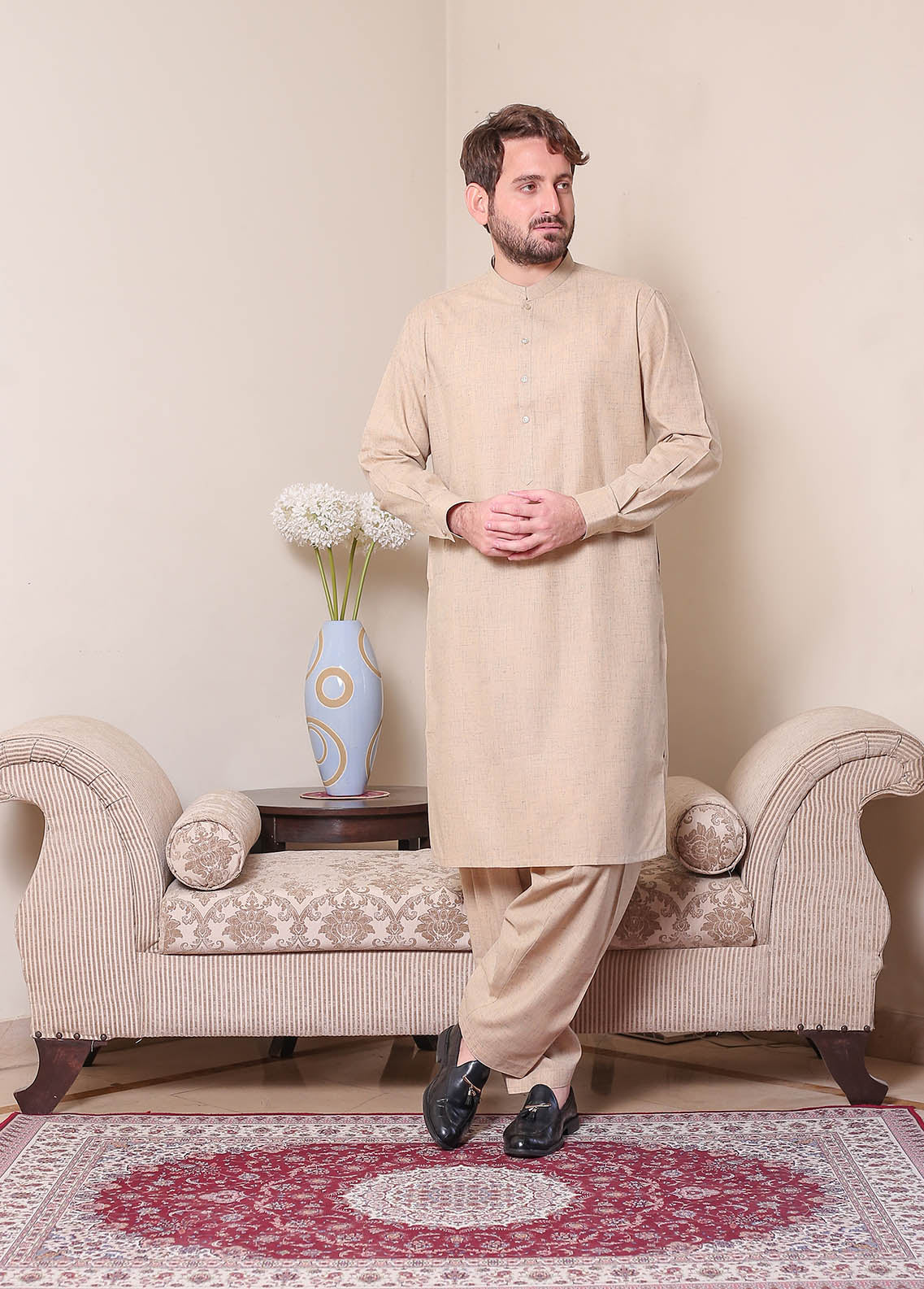 Real Image Mens Kurta Shalwar Winter Collection'2025-P-61sc Camel