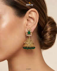 Zeesy-Regal Drop Stone Jhumka Earrings