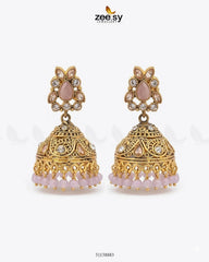 Zeesy-Regal Drop Stone Jhumka Earrings