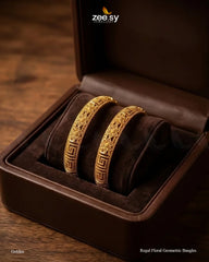 Zeesy-Regal Floral Geometric Bangles - Golden