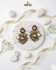 Regal Multi Baroque Drop Earrings Golden Champagne - Zeesy Jewellery