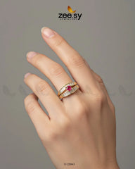 Regal Solitaire Cluster Ring Golden Red - Zeesy Jewellery