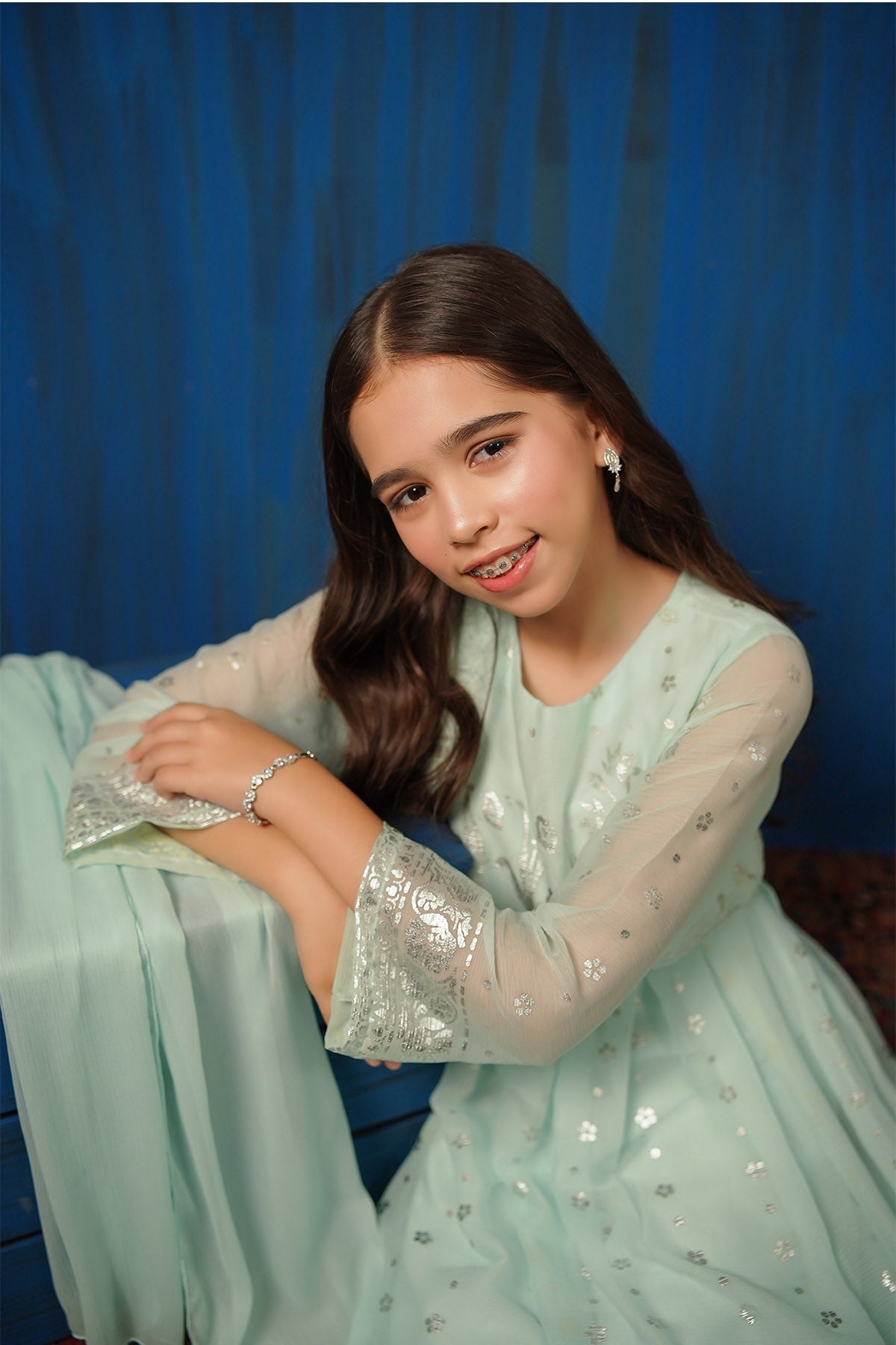 Chiffon Foil Printed 3 Pc Suit - Wear Ochre