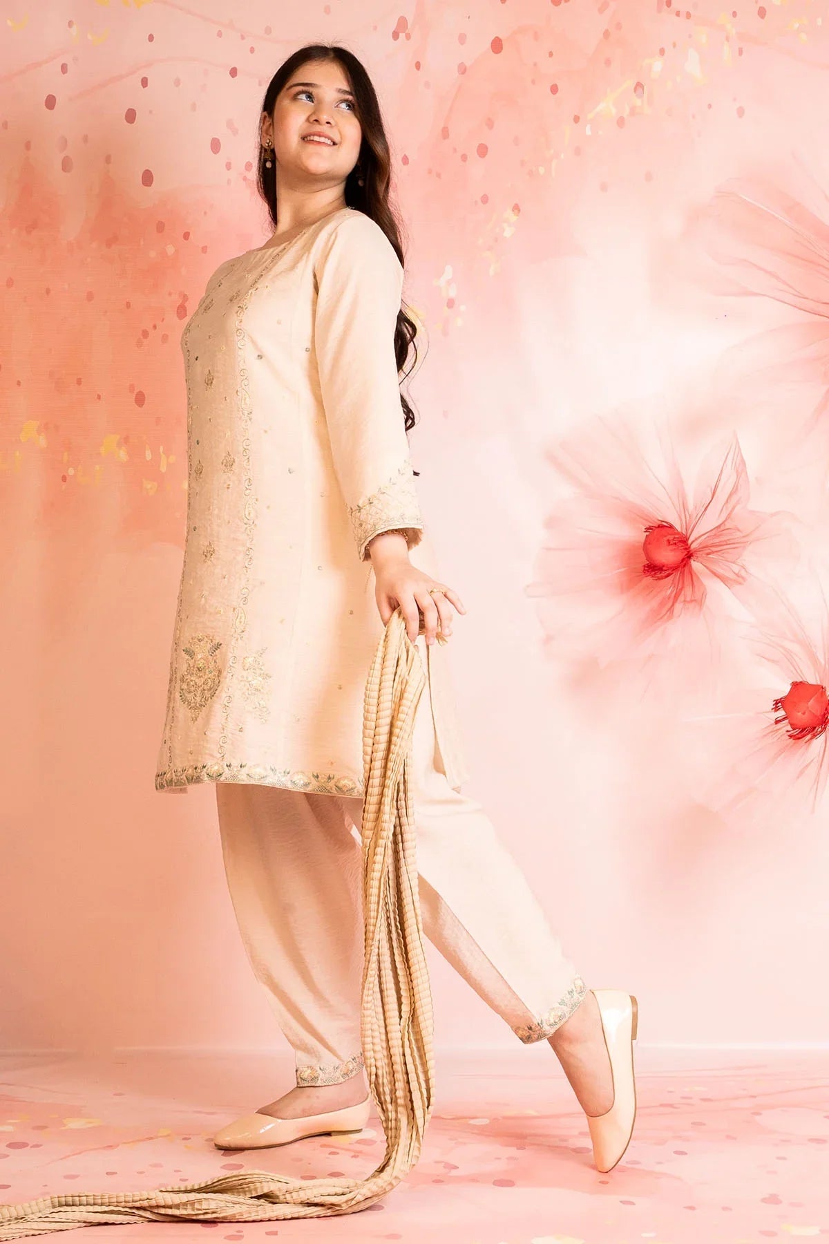 Best Cey Cotton Embroidered 3 Pc Suit - Wear Ochre -