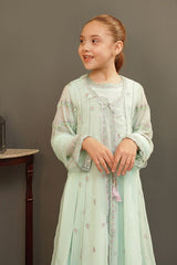 Ochre Clothing Girls Full Suits Chiffon Embroidered 3 Pc Suit