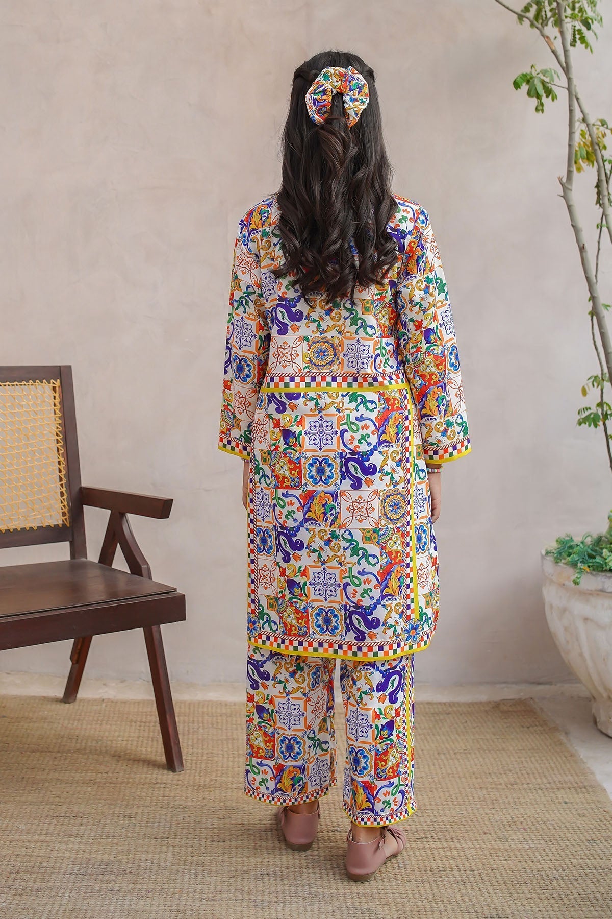 Ochre Clothing Girls Co-ords Swiss Lawn Digital Printed 2 Pc Suit