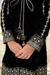 Velvet Embroidered 3 Pc Suit - Wear Ochre
