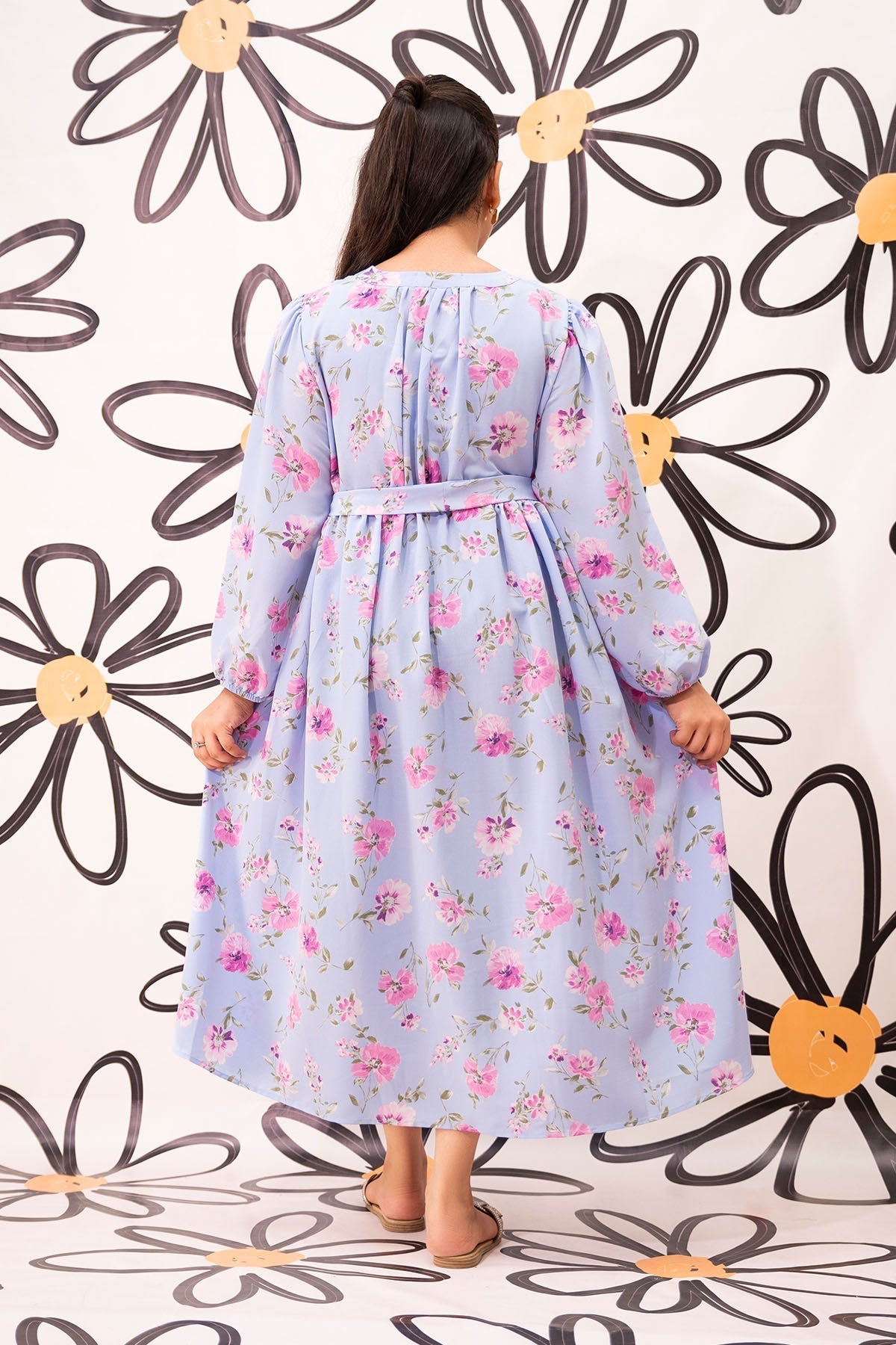 Ochre Clothing Western Tops Printed Georgette Full Length Dress