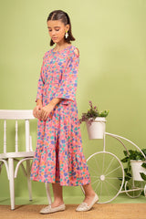 Ochre Clothing Georgette Printed Dress