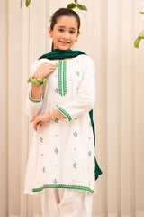 Ochre Clothing Chambray Cotton Embroidered 3 Pc Suit