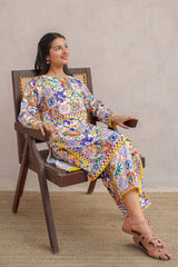 Ochre Clothing Girls Co-ords Swiss Lawn Digital Printed 2 Pc Suit