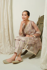 Organza Printed Embroidered 3 Pc Suit - Wear Ochre