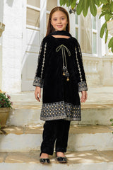 Velvet Embroidered 3 Pc Suit - Wear Ochre