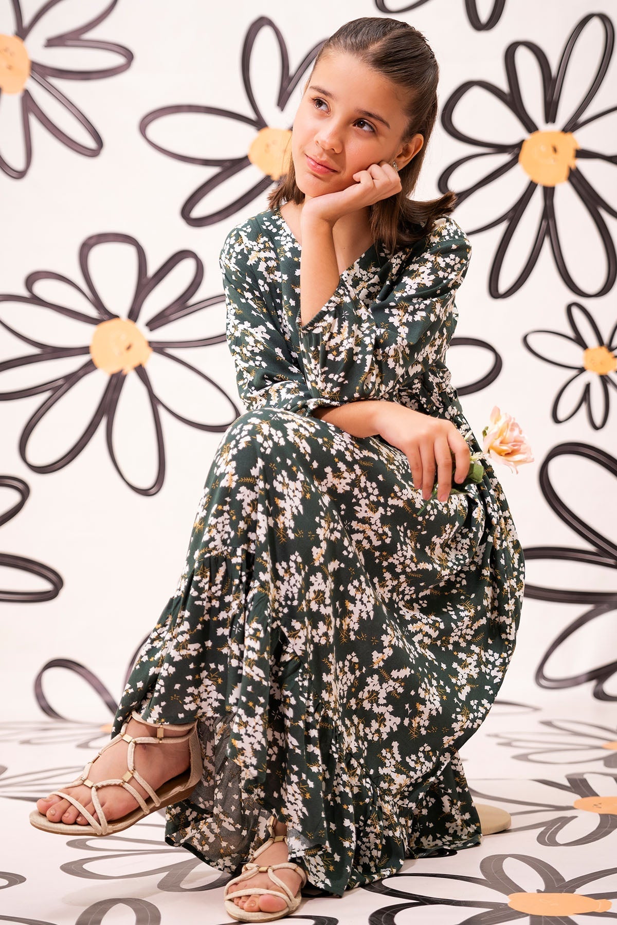 Ochre Clothing Western Tops Printed Georgette Full Length Dress