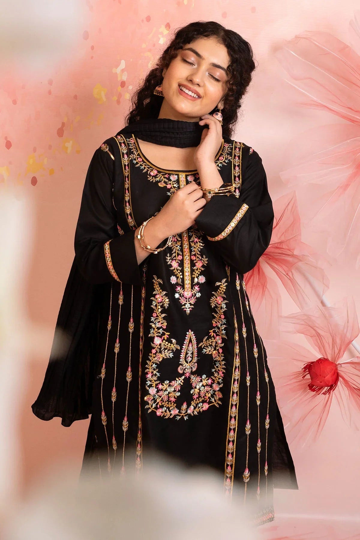 Best Cotton Embroidered 3 Pc Suit - Wear Ochre -