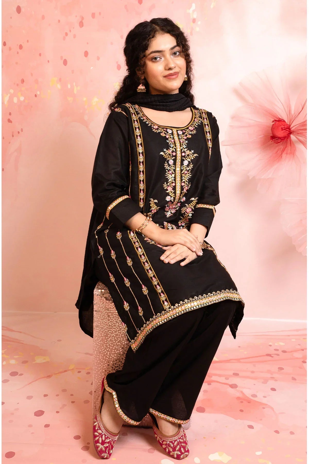 Best Cotton Embroidered 3 Pc Suit - Wear Ochre -