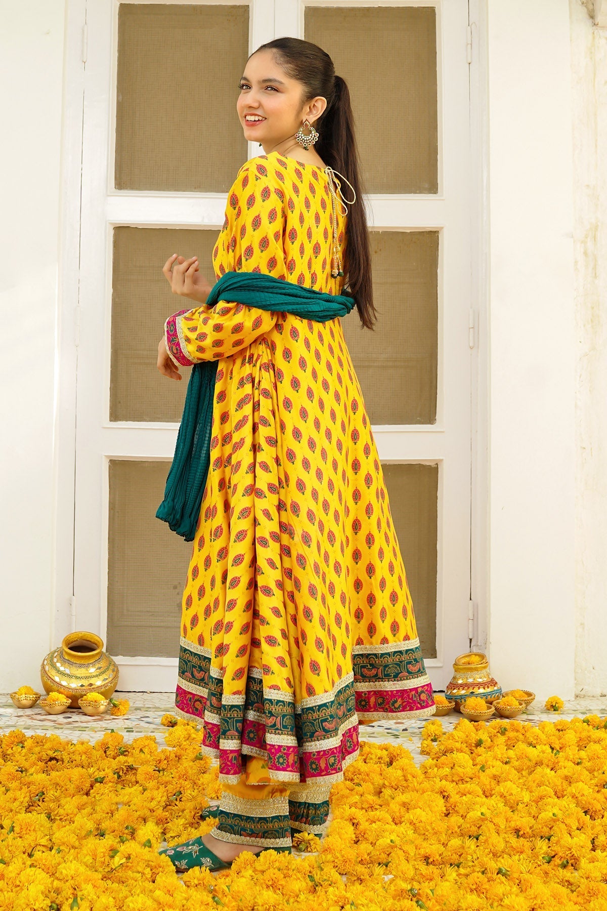 Charmeuse Printed 3 Pc Suit - Wear Ochre