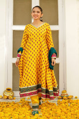 Charmeuse Printed 3 Pc Suit - Wear Ochre