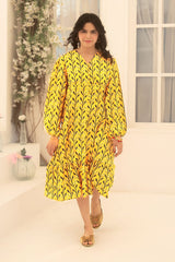 Ochre Clothing Herringbone Digital Printed Dress-OWLL-10