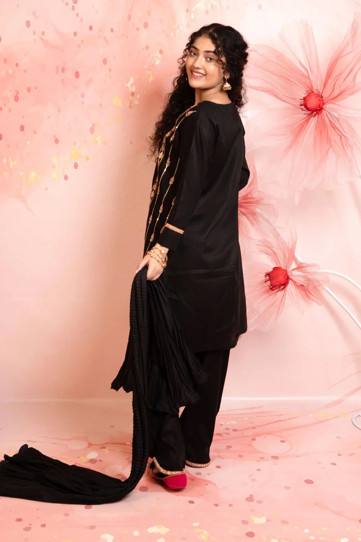 Best Cotton Embroidered 3 Pc Suit - Wear Ochre -