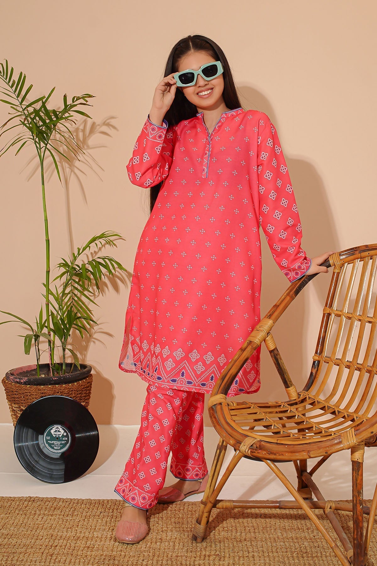 Ochre Clothing Girls Co-ords Swiss Lawn Digital Printed 2 Pc Suit