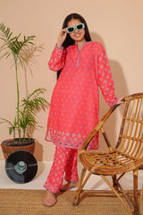 Ochre Clothing Girls Co-ords Swiss Lawn Digital Printed 2 Pc Suit