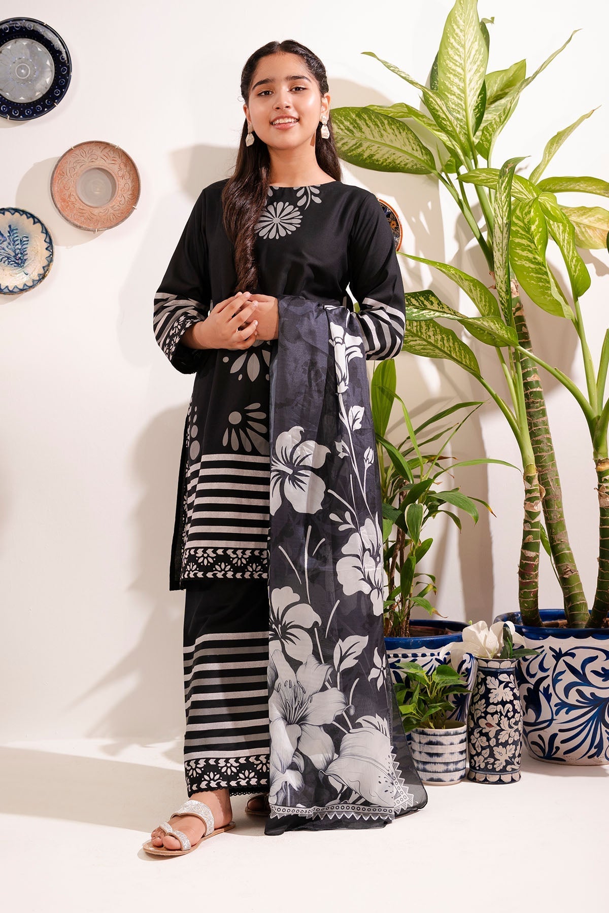 Ochre Clothing Cotton Printed 3 Pc Suit