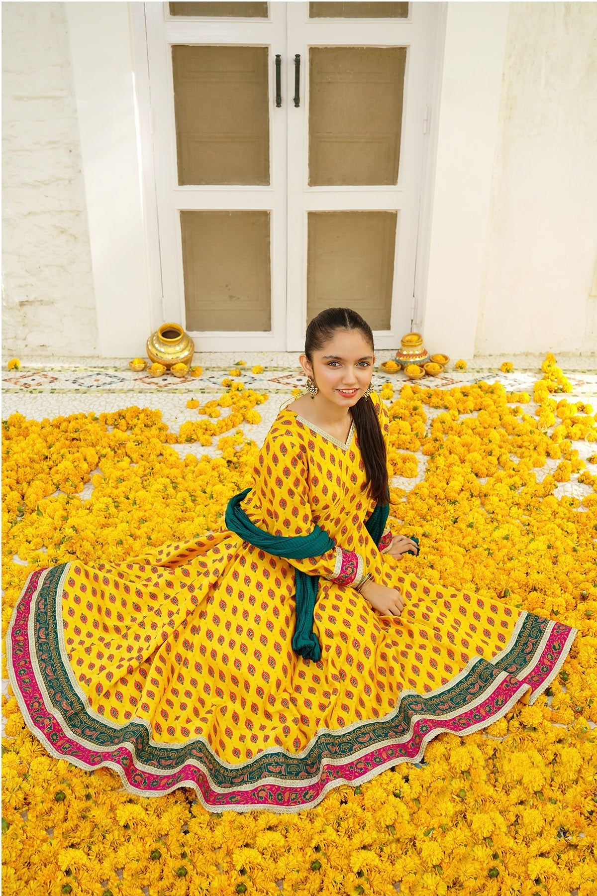 Charmeuse Printed 3 Pc Suit - Wear Ochre