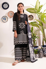 Ochre Clothing Cotton Printed 3 Pc Suit