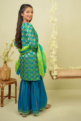 Printed Jacquard Hand Adda Work 3 Pc Suit - Wear Ochre