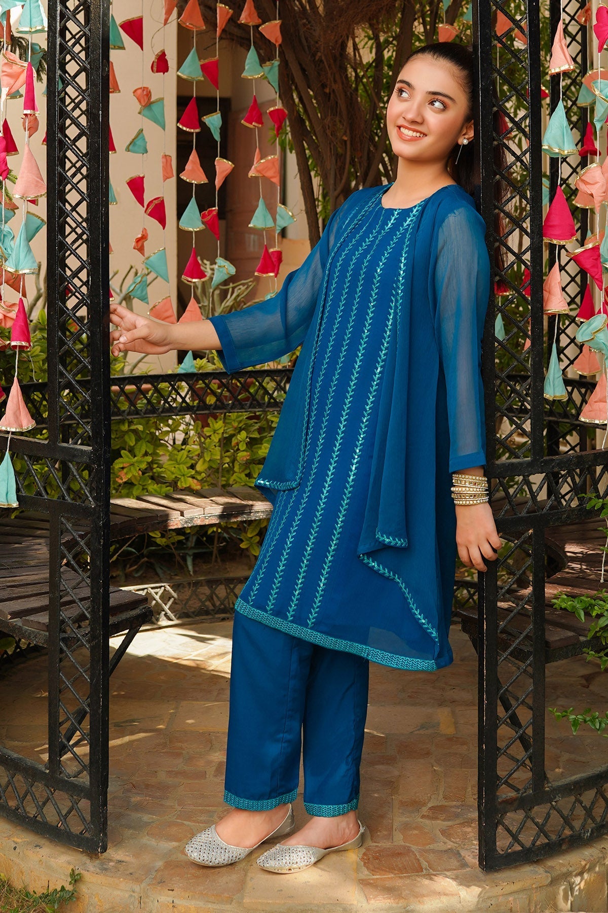 Chiffon Embroidered 2 Pc Suit - Wear Ochre