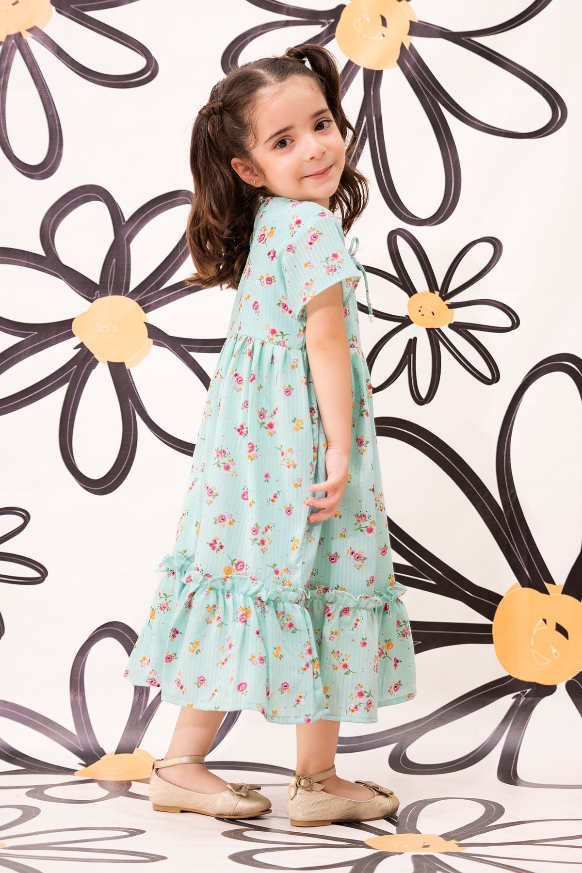 Ochre Clothing Toddler Western Printed Georgette Dress