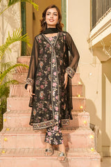 Best Women's Chiffon Embroidered 3 Pc Suit - Wear Ochre -