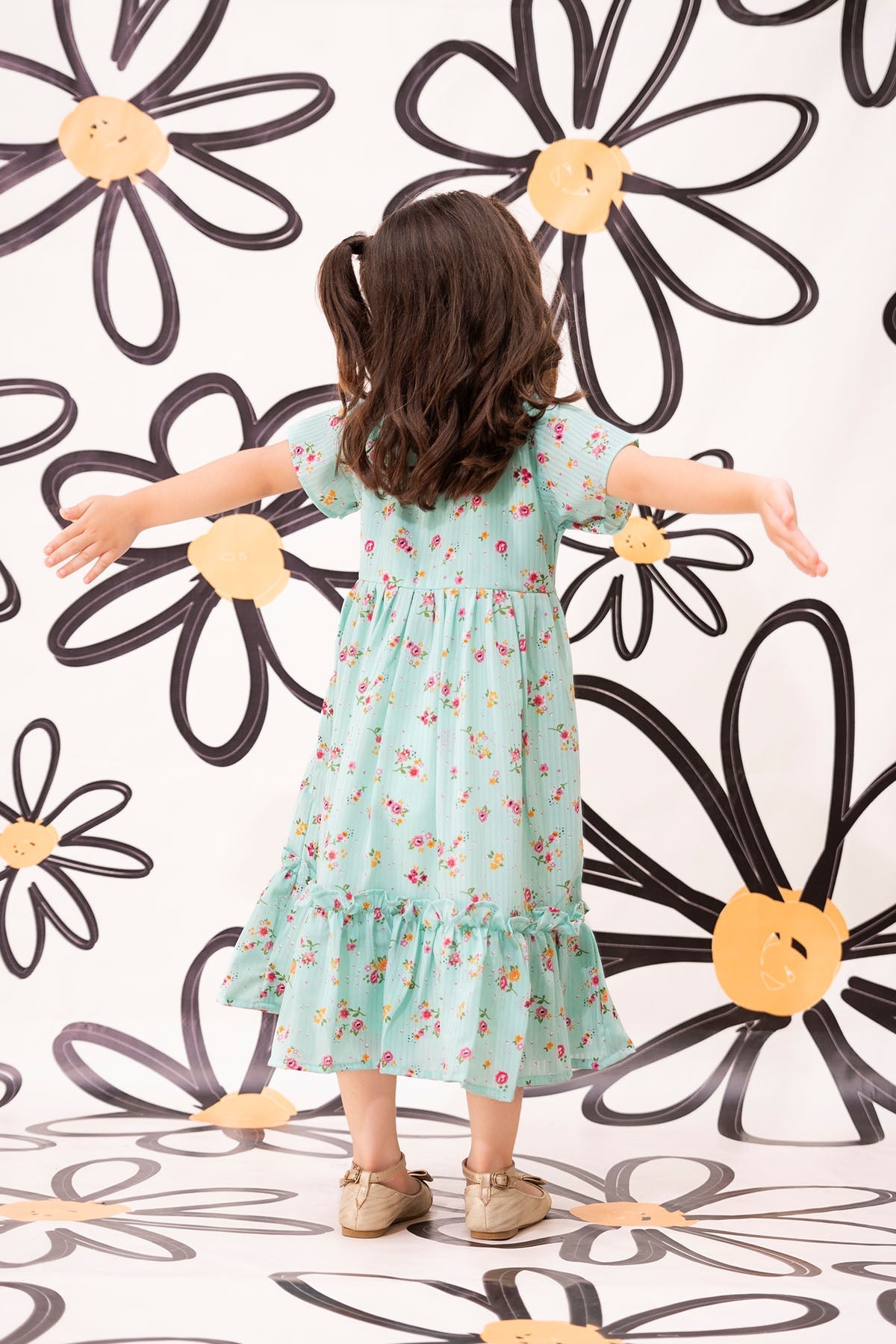 Ochre Clothing Toddler Western Printed Georgette Dress