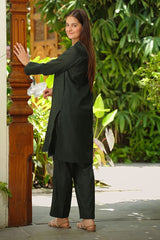 Ochre Clothing Dobby Cotton Embellished 2 Pc Suit