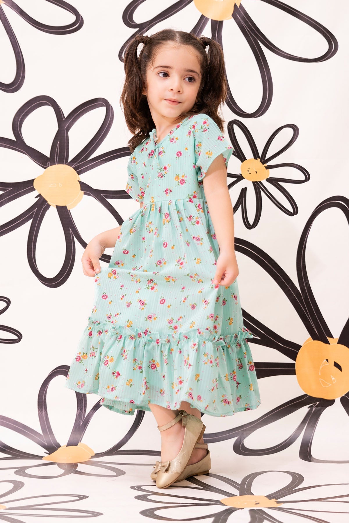 Ochre Clothing Toddler Western Printed Georgette Dress