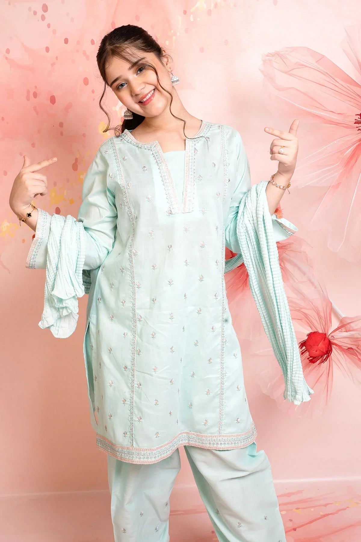 Best Cotton Embroidered 3 Pc Suit - Wear Ochre -