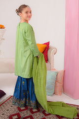 Ochre Clothing Kids Winter-Cotton Silk Hand Adda Work 3 Pc Suit-SHD-19