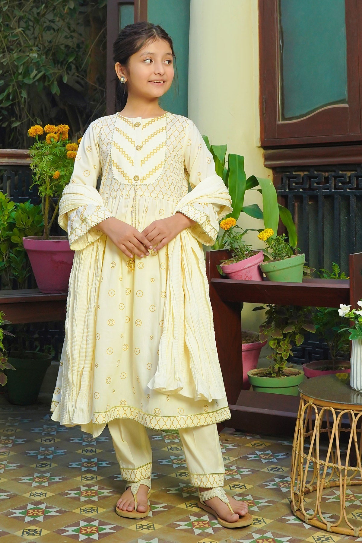 Cotton Printed 3 Pc Suit - Wear Ochre