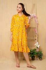 Ochre Clothing Georgette Printed Dress