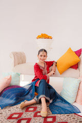 Ochre Clothing Kids Winter-Raw Silk Embroidered 3 Pc Suit-SHD-18