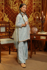 Ochre Clothing Girls Full Suits Cotton Silk Embroidered 3 Pc Suit