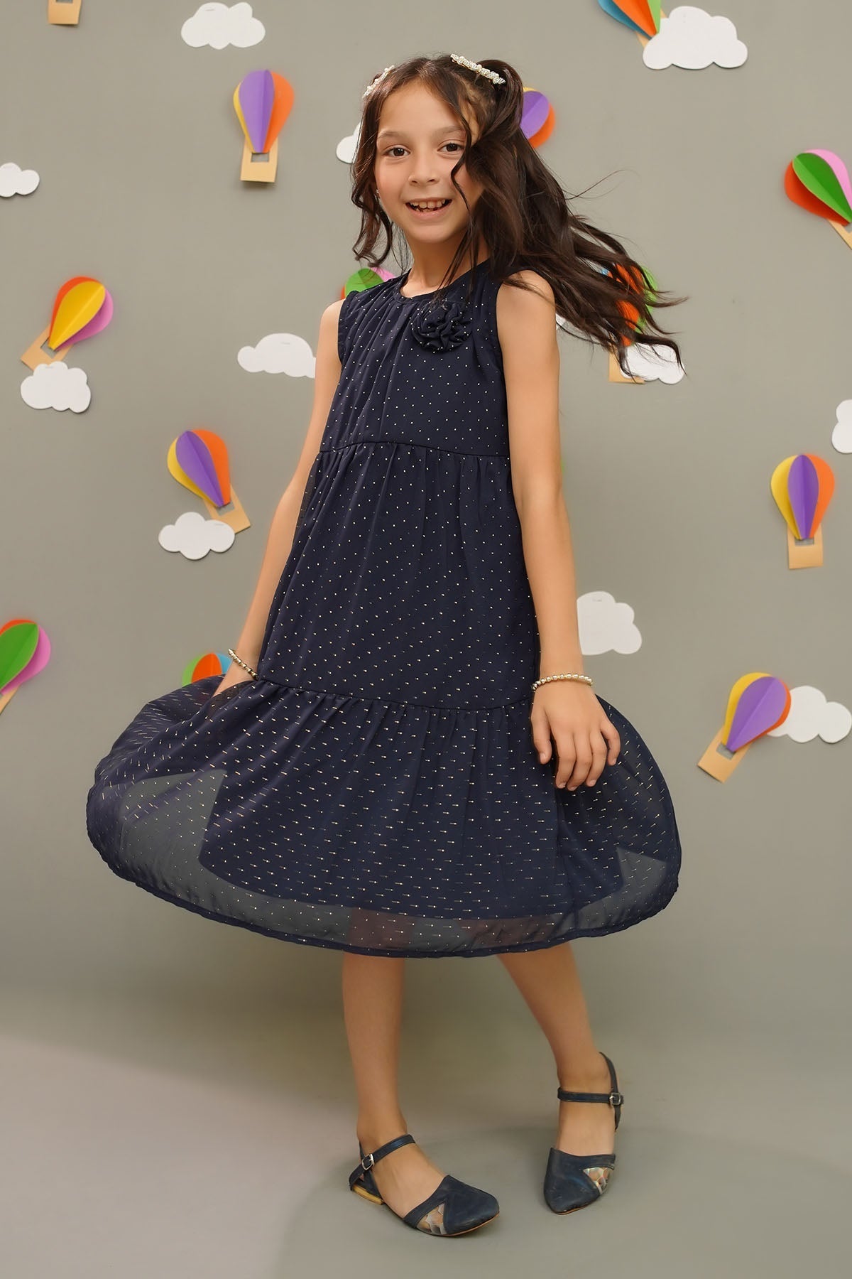 Chiffon Foil Printed Dress - Wear Ochre