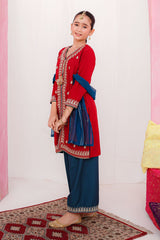 Ochre Clothing Kids Winter-Raw Silk Embroidered 3 Pc Suit-SHD-18