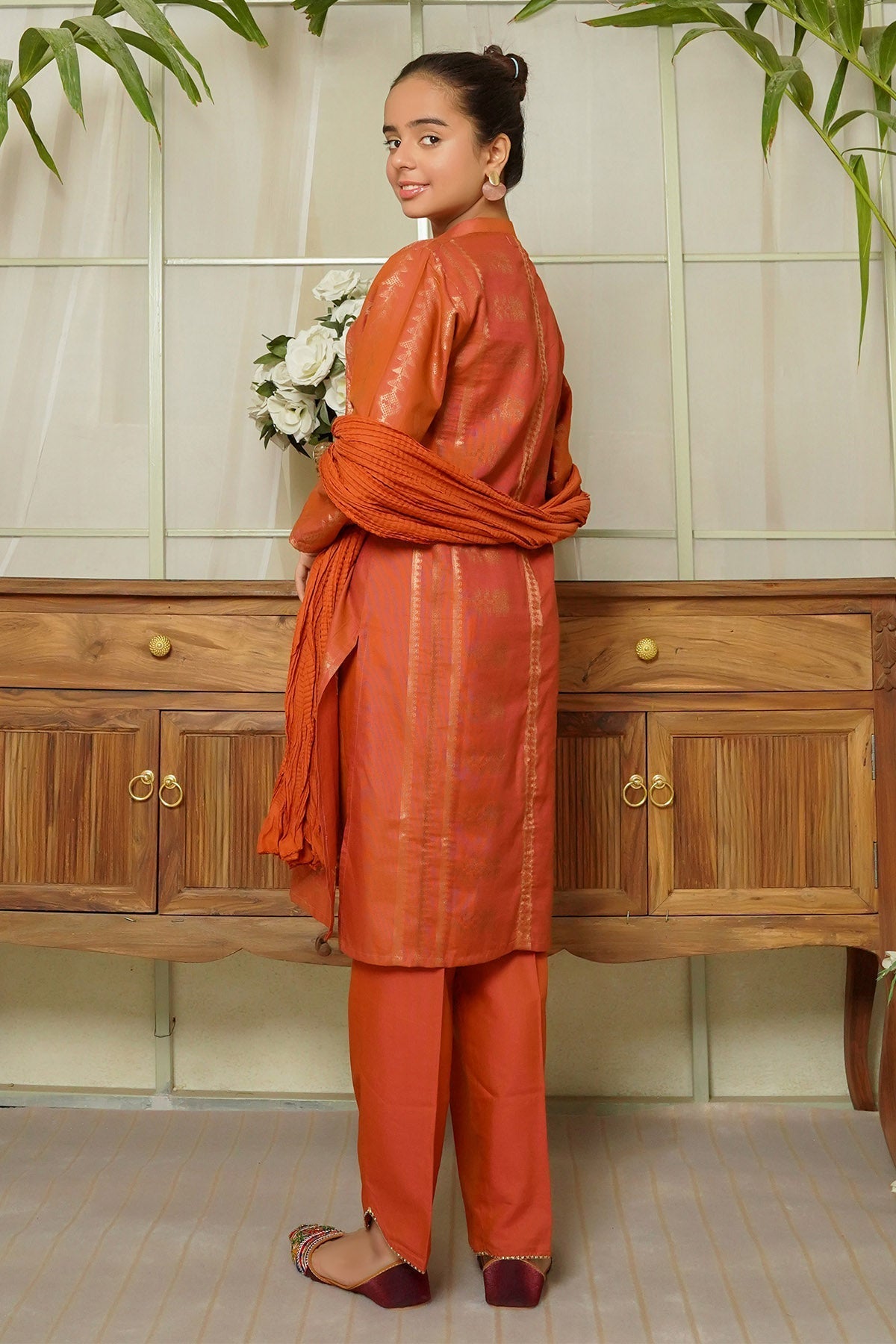 Cotton Jacquard 3 Pc Suit - Wear Ochre