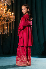 Ochre Clothing Kids Winter-Velvet Hand Adda Work 3 Pc Suit-OVF-49