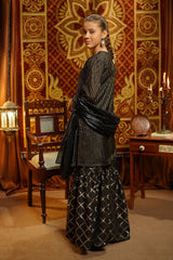 Ochre Clothing Girls Full Suits Viscose Jacquard Hand Adda Work 3 Pc  Suit