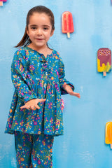 Ochre Clothing Kids Toddlers-Printed Boski Linen 2 Pc Suit-INWC-09
