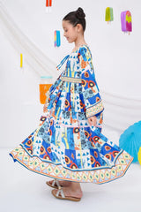 Ochre Clothing Stitched 1 Piece Western Kids Dress-OCH-DPPLD-9