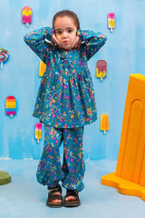 Ochre Clothing Kids Toddlers-Printed Boski Linen 2 Pc Suit-INWC-09